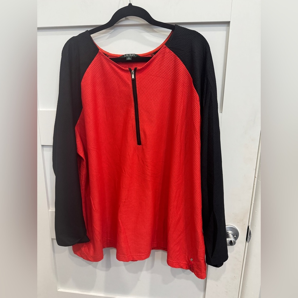 Ralph Lauren Vibrant Red and Black Knit Top